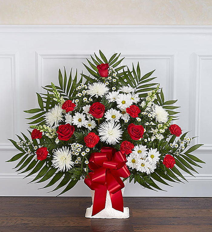 Heartfelt Tribute Floor Basket- Red & White