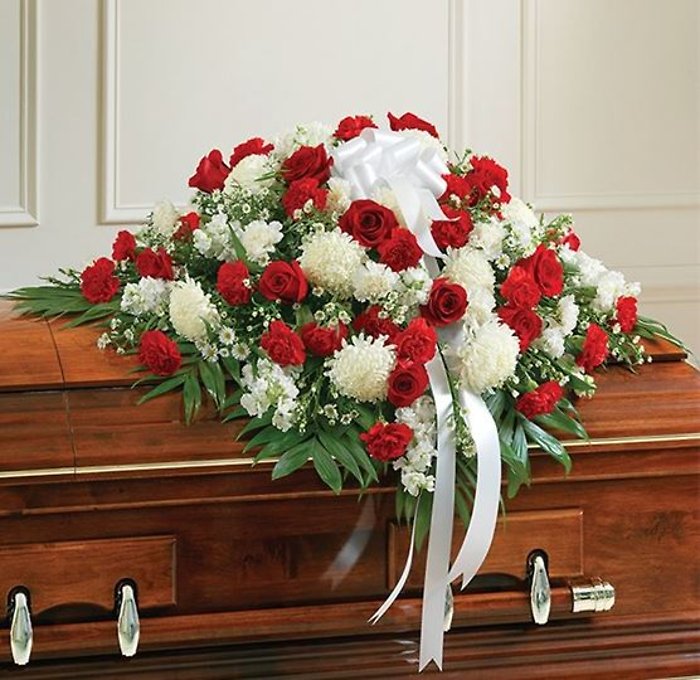 Red & White Mixed Casket Spray