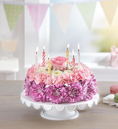 Birthday Wishes Flower Cake lavender
