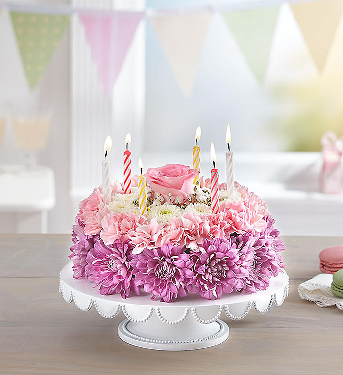 Birthday Wishes Flower Cake lavender