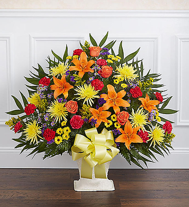 Heartfelt TributeFloor Basket- Bright