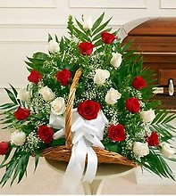 Red & White Rose Fireside Basket