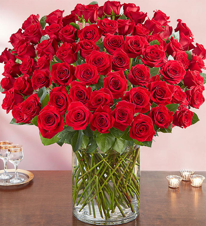 100 Premium Long Stem Red Roses