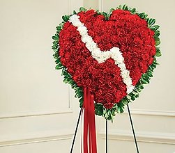 Red and White Broken heart with carnations