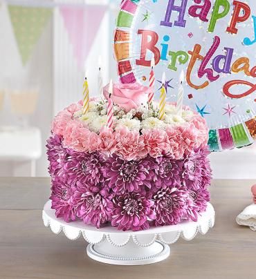 Birthday Wishes Flower Cake lavender