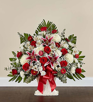 Red Rose and Lily Basket