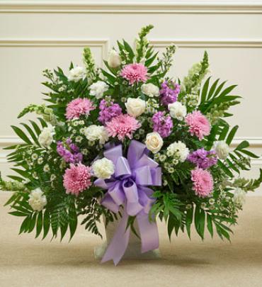 Tribute Lavender & White Floor Basket Arrangement