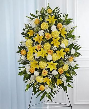 Deepest Sympathies Yellow Standing Spray