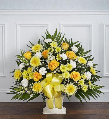 Heartfelt Tribute Floor Basket- Yellow