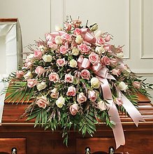 Pink and White Rose Casket Spray