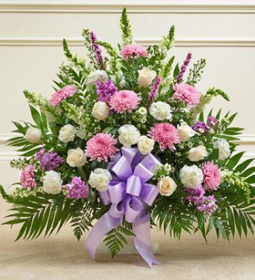 Tribute Lavender & White Floor Basket Arrangement