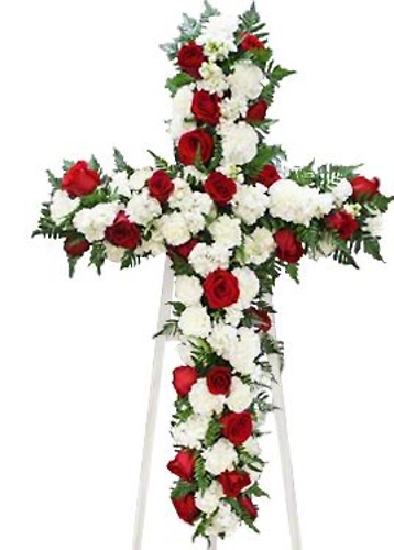 Red And White Mixed Flower Cross