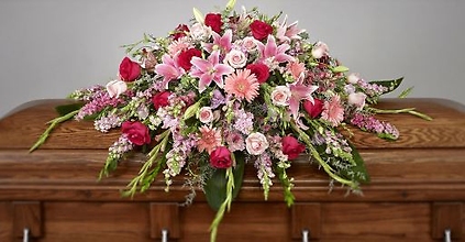 Pink Red White Casket Spray