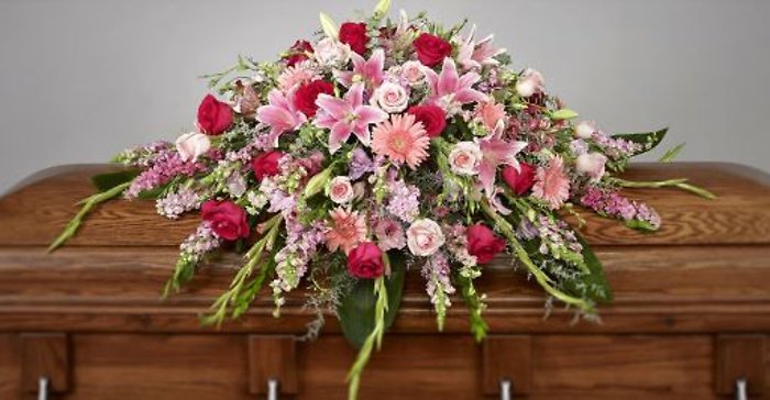 Pink Red White Casket Spray