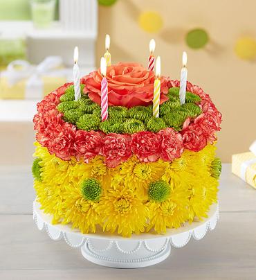 Birthday Wishes Flower Cake Yellow