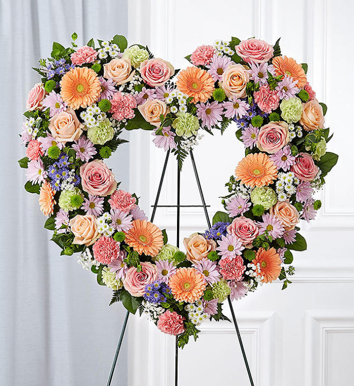 Always Remember Floral Heart Tribute- Pastel