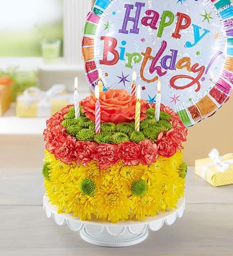 Birthday Wishes Flower Cake Yellow