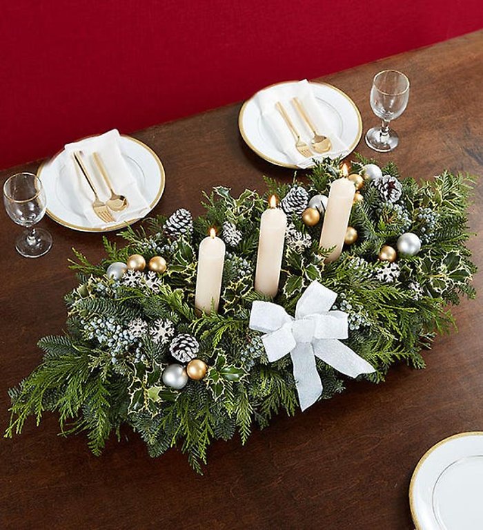 Classic Holiday Centerpiece In White