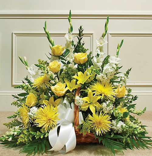 Yellow & White Fireside Basket