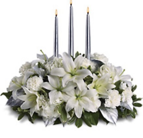 Silver and White Centerpiece