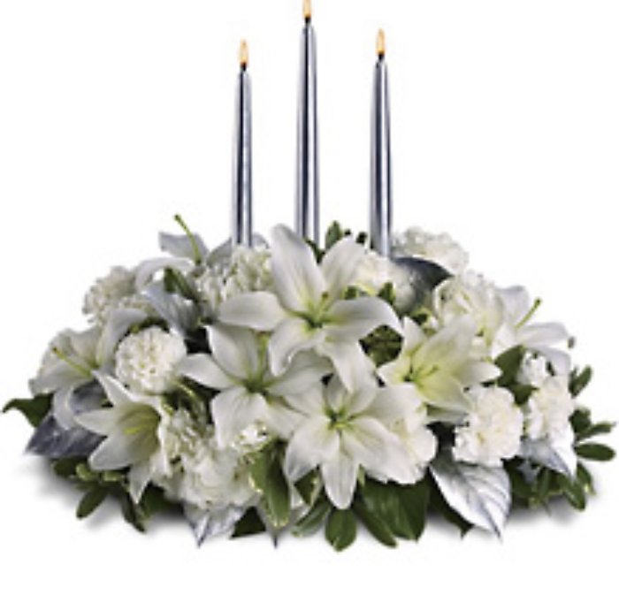 Silver and White Centerpiece