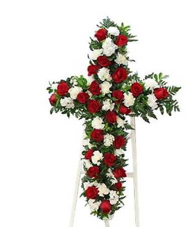 Red And White Mixed Flower Cross