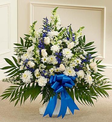 Tribute Blue & White Floor Basket Arrangement