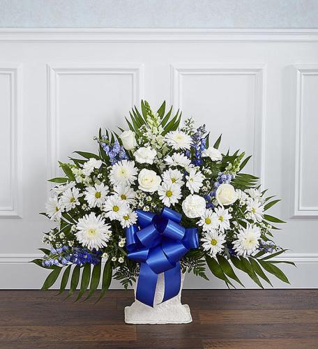 Heartfelt Tribute Basket- Blue & White