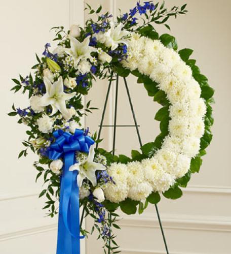 Serene Blessings Blue & White Standing Wreath