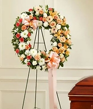 Peach And White Standing Wreath