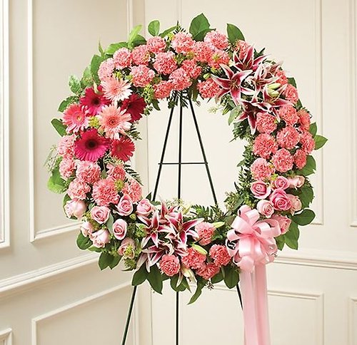 Pink Mixed Standing Wreath