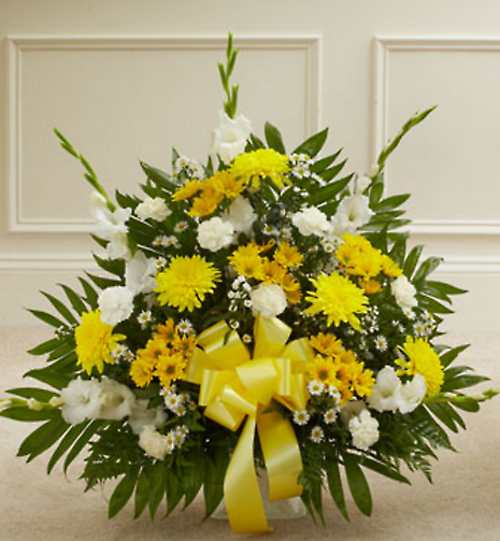 Yellow & White Floor Basket