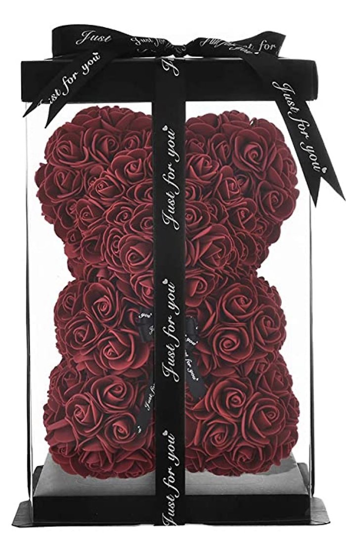 Burgundy Rose Bear