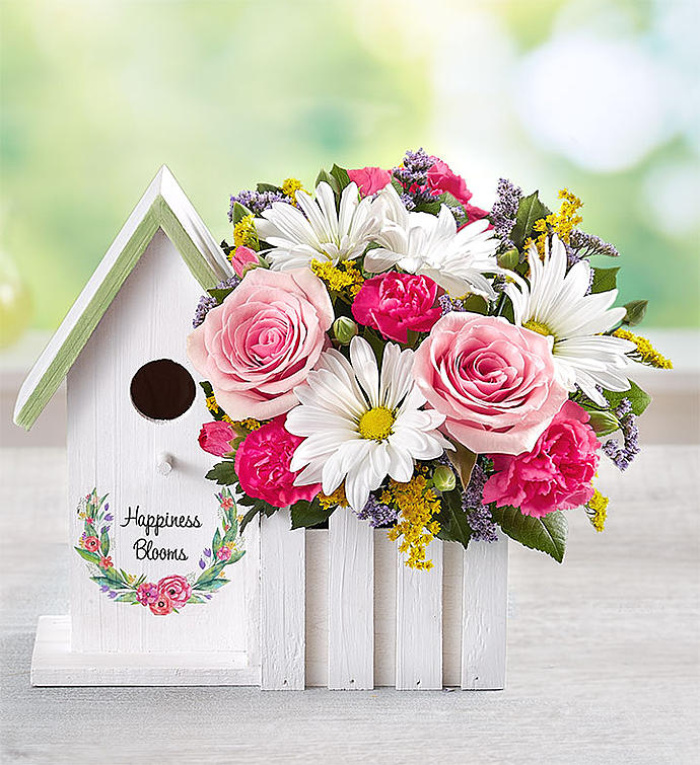 Happiness Blooms Birdhouse - Pink