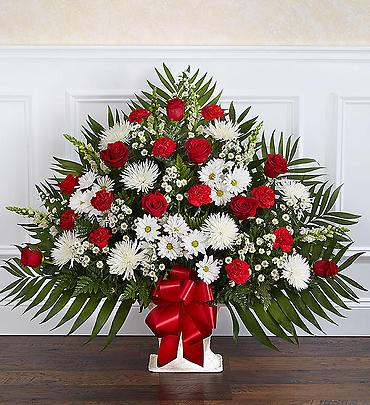 Heartfelt Tribute Floor Basket- Red & White