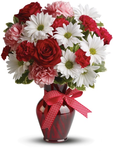 Hugs and Kisses Bouquet with Red Roses