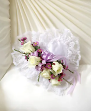 Lavender and White Satin heart Pillow