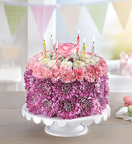 Birthday Wishes Flower Cake lavender
