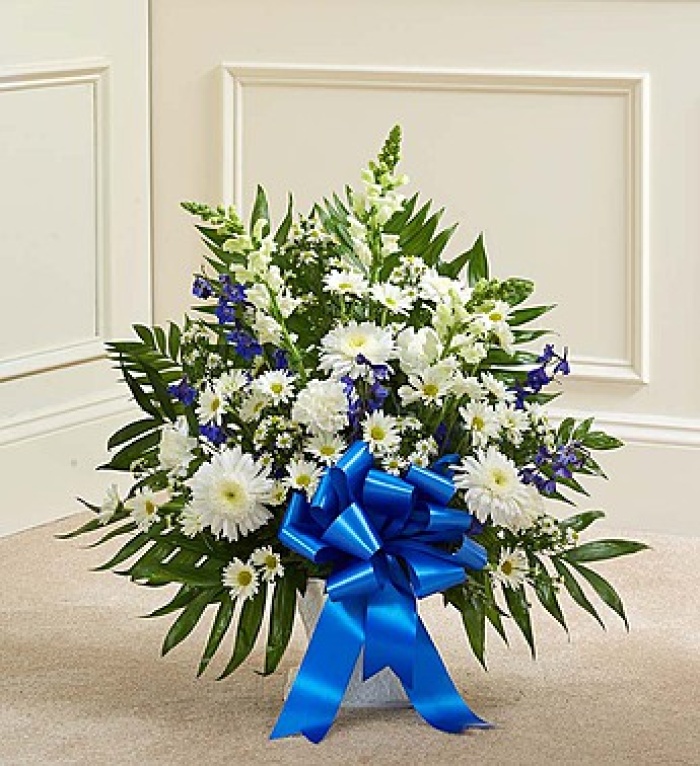 Tribute Blue & White Floor Basket Arrangement