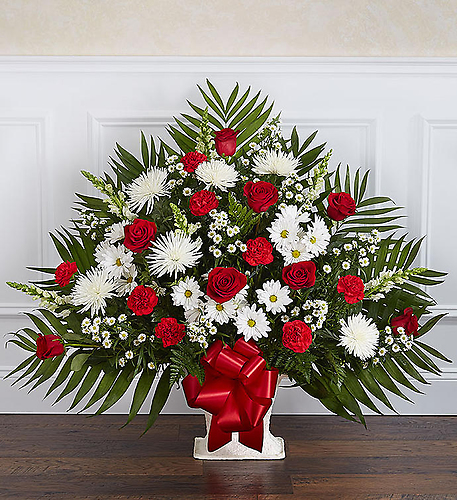 Heartfelt Tribute Floor Basket- Red & White
